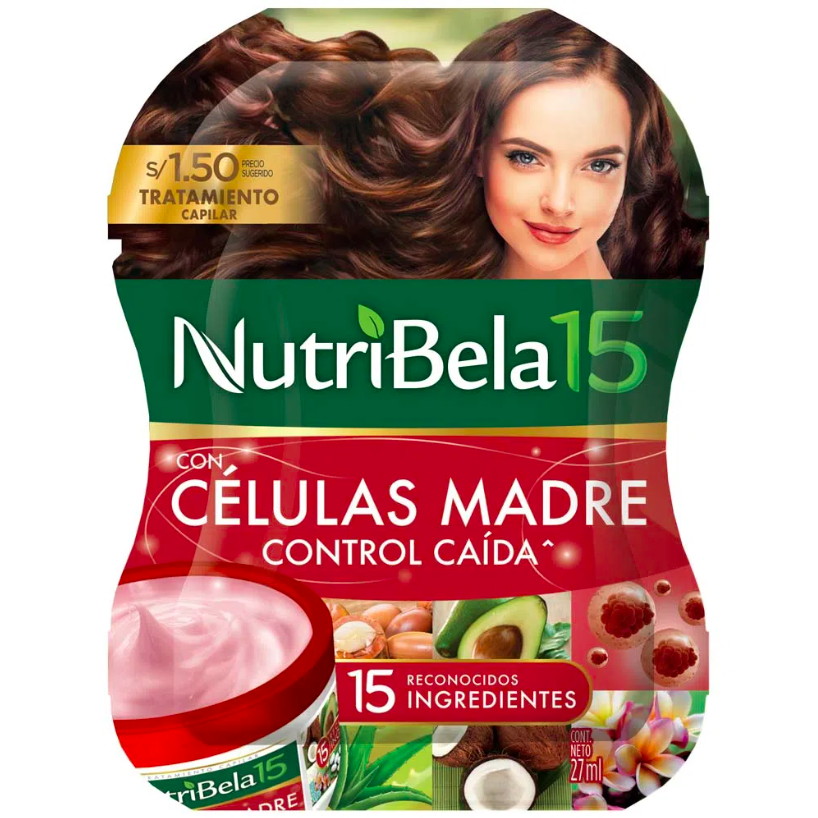 Tratamiento con CÉLULAS MADRE control caída NutriBela15 Sachet 27mL