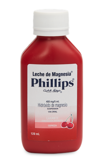 LECHE DE MAGNESIA PHILLIPS SABOR CEREZA 400 mg/5 mL Frasco X 120 mL SUSPENSION