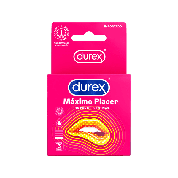 Condones DUREX Máximo Placer Caja x 3 unid.