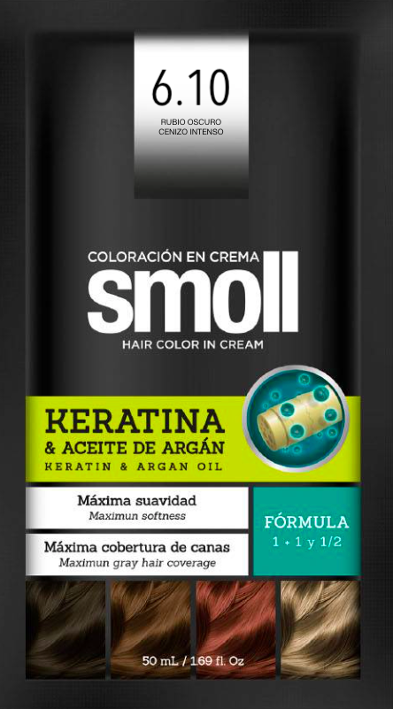 Coloración en Crema SMOLL 6.10 Rubio Oscuro Cenizo Intenso 50mL