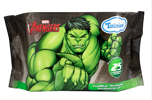Toallitas Húmedas Antibacteriales MARVEL Avengers Hulk Tuinies Paquete 25 unid